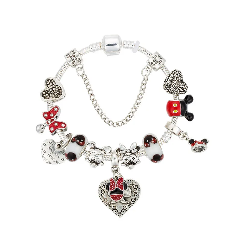 ANNAPAER,, ювелирный браслет с Микки и Минни Маус, женский браслет с милым сердцем, оригинальная подвеска, браслет для женщин, подарок B19017
