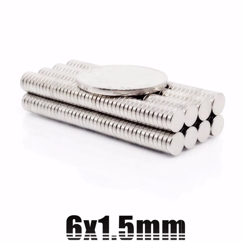 

20/50/100/200pcs 6mm x 1.5mm N35 6X1.5 strong Circular Disc Nd-Fe-B Neodymium Magnet 6*1.5 NEW Art Craft Connection