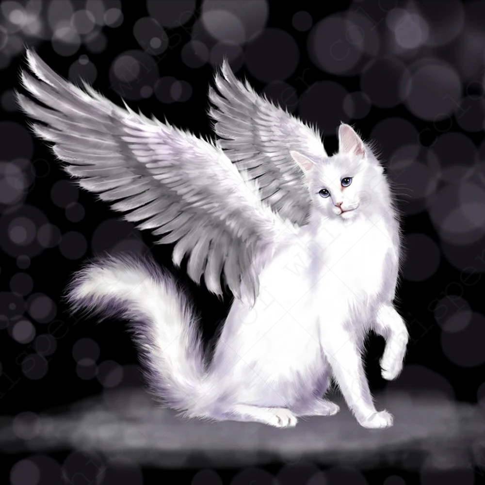 

Full Square Drill 5D DIY Diamond Painting "Cat Angel Daimond Painting Embroidery Cross Stitch Mosaic Rhinestone LE01325