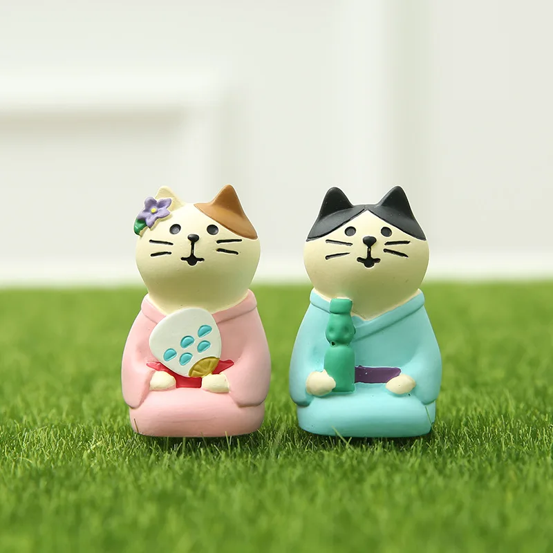 Japan Animation Wedding Decole Cat Model Miniature figurine cartoon wedding decoration fairy garden statue Home Gift Moss garden