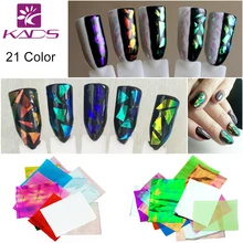 KADS New Arrival 21Pcs/pack Different Colors Nail Art Stickers Broken Glass Pieces Mirror Foil Decals Beauty Decoration Tool DIY