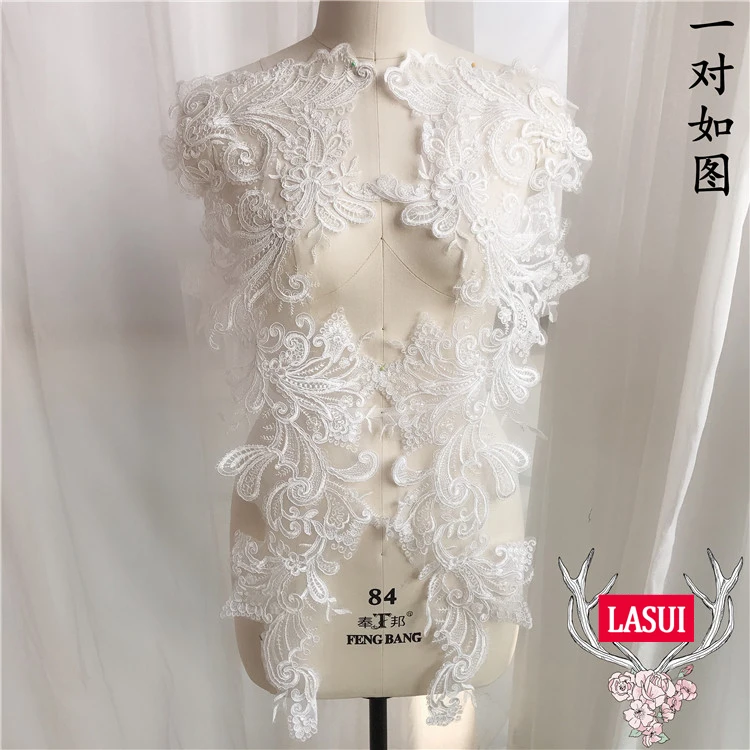 

LASUI 21*70cm High-grade Sequin+ cord embroidery lace applique Diy Wedding dress evening dress jewelry accessories 0319