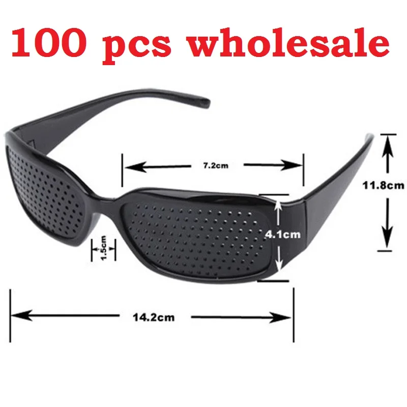 Pinhole Glasses 100 Pcs New Black Unisex Vision Care Pin Hole Glasses Eyeglasses Eye Exerciser