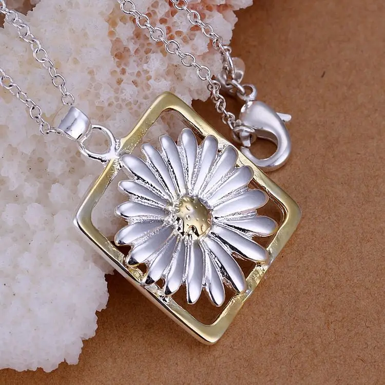 Sale!!Free Shipping Silver Jewelry Quartet Chrysanthemum Necklace Jewelry European Style