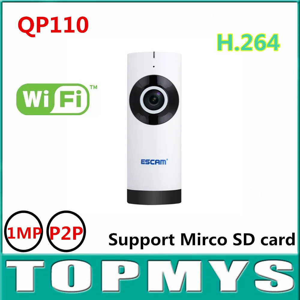 

Escam Moai QP110 Mini ip Camera 720P Fish Eye WiFi 1MP IP Camera Infrared Indoor Camera Wide Angle with TF card slot up to 128GB