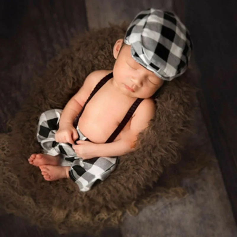 2021 3pcs/set Newborn Photography Boy Suspender For Baby Photo Props  Gentleman Hat Cowboy Infant Photoshoot Lattic Outfits - Kids Headwear -  AliExpress