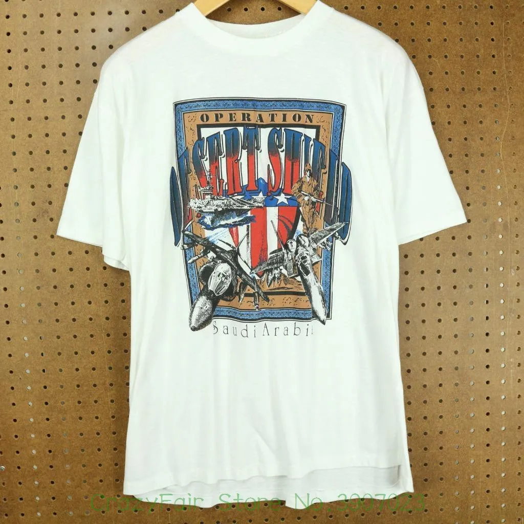 

Vtg Usa Made 90's Operation Desert Shield T-shirt Xl Gulf Saudi Arabia Iraq War New Funny Fashion Youths T-Shirts