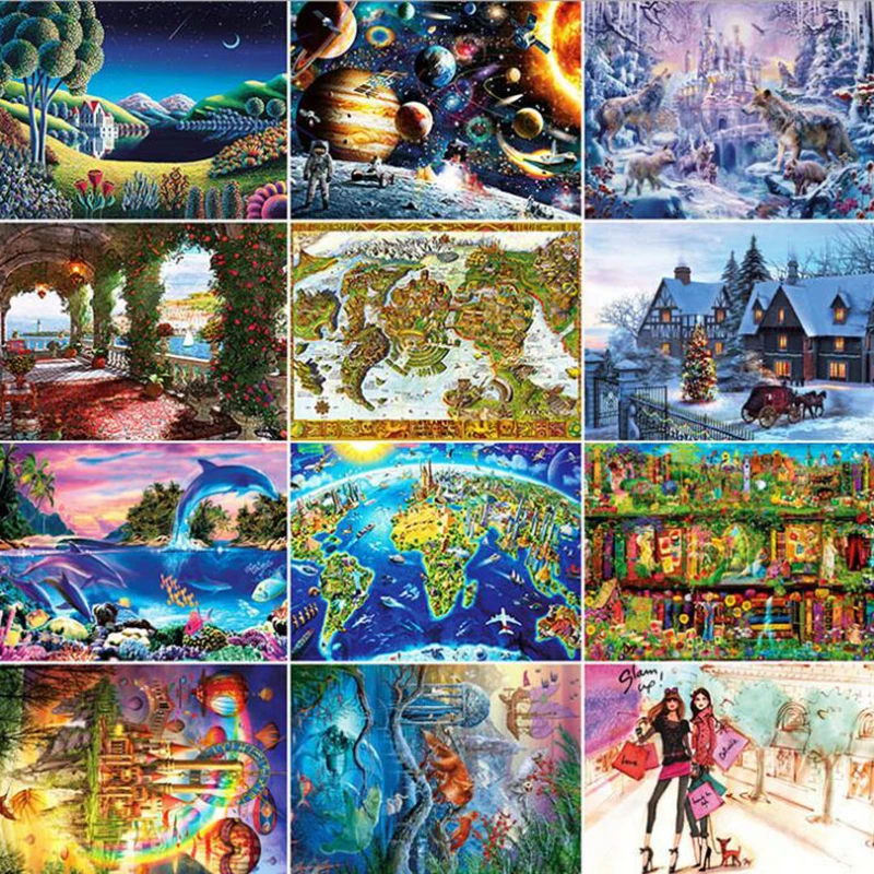 Landscape Puzzle 1000 pieces Adult paper Famous landscape puzzle Cartoon jigsaw Puzzles Children Educational Toys | Игрушки и хобби