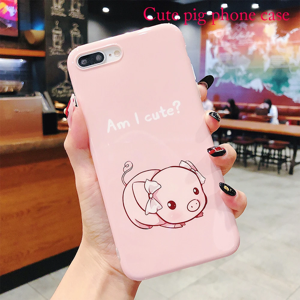 Ascromy For iPhone XS Max Case Pink Cartoon Pig Tempered Glass Silicone TPU Back Cover For iPhone XR X 7 8 Plus 6 6S Accessories (2)