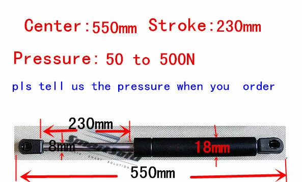 

free shipping 550mm central distance,230mm stroke,50 to 500N force pneumatic Auto Gas Spring, Lift Prop Gas Spring Damper