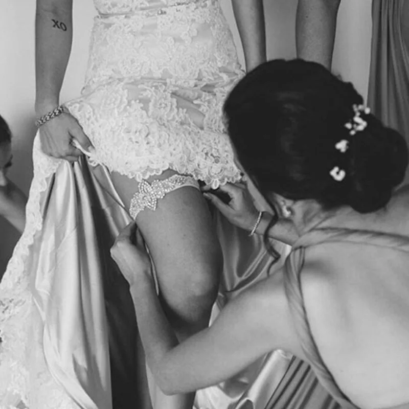 Свадебная Подвязка свадебная кружевная эластичная подвязка с бантом из горного хрусталя винтажная подвязка