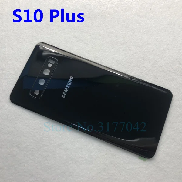 Samsung задняя Батарея Крышка для samsung Galaxy S10 плюс S10 S10e S10+ G9750 SM-G975F G9730 SM-G973F G970F сзади Стекло чехол - Цвет: S10 Plus black