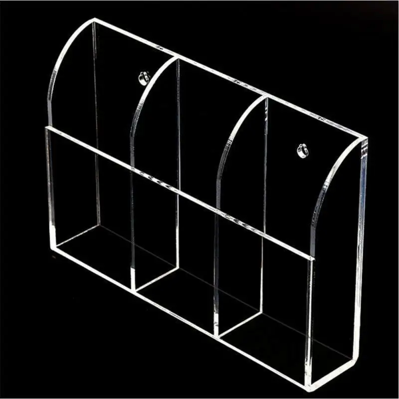 Office Wall Mounted Transparent Organizer Acrylic Remote Control Desk Organizer Holder Air Conditioner Makeup Brush Storage Box