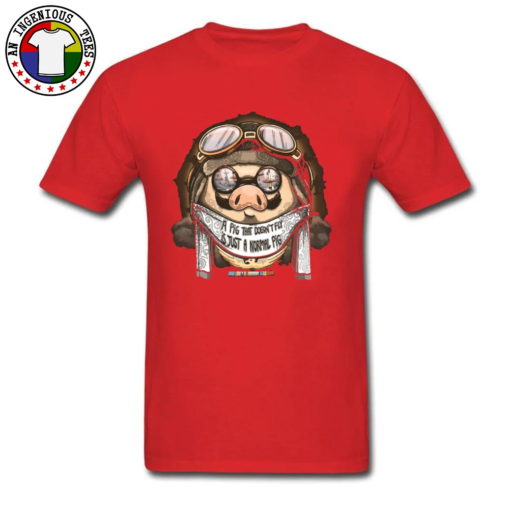 Funny 100% Cotton Summer Tees Funny Short Sleeve Male T-Shirt 3D Printed Lovers Day T Shirt O-Neck Free Shipping A pig that doesnt fly is just a normal pig  red