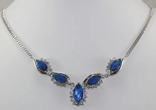 

lady's charming blue Cubic zirconium 18KGP wedding necklace pendant