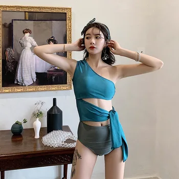 

Swimwear For Women Swimsuit Woman 2019 One Piece Bikini Lady's Swim Wear 1 Korean Lace Color Sexy Push Up Solid Polyester Sierra