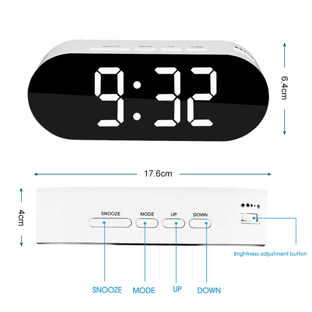 Настольные Цифровые Часы Светодиодная панель температурного контроля домашний светодиодный электронные часы настольное зеркало часы с термометром умный стол часы