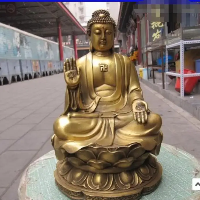 Буддистская латунная медная Ремесленная Амита Tathagata статуя Будды Шакьямуни | Дом