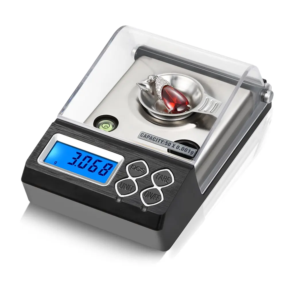 

Digital Milligram Scale 0.001g Electronic Balance Powder Scale Gold Jewelry Carat Weight with Calibration Weight Tweezer +Pan