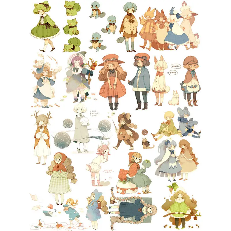 

2 pcs/lot Cartoon Anime Girls Decoration Mohamm Planner DIY Sticker Pack Cute Stationary Wedding Stickers Aesthetic Decor