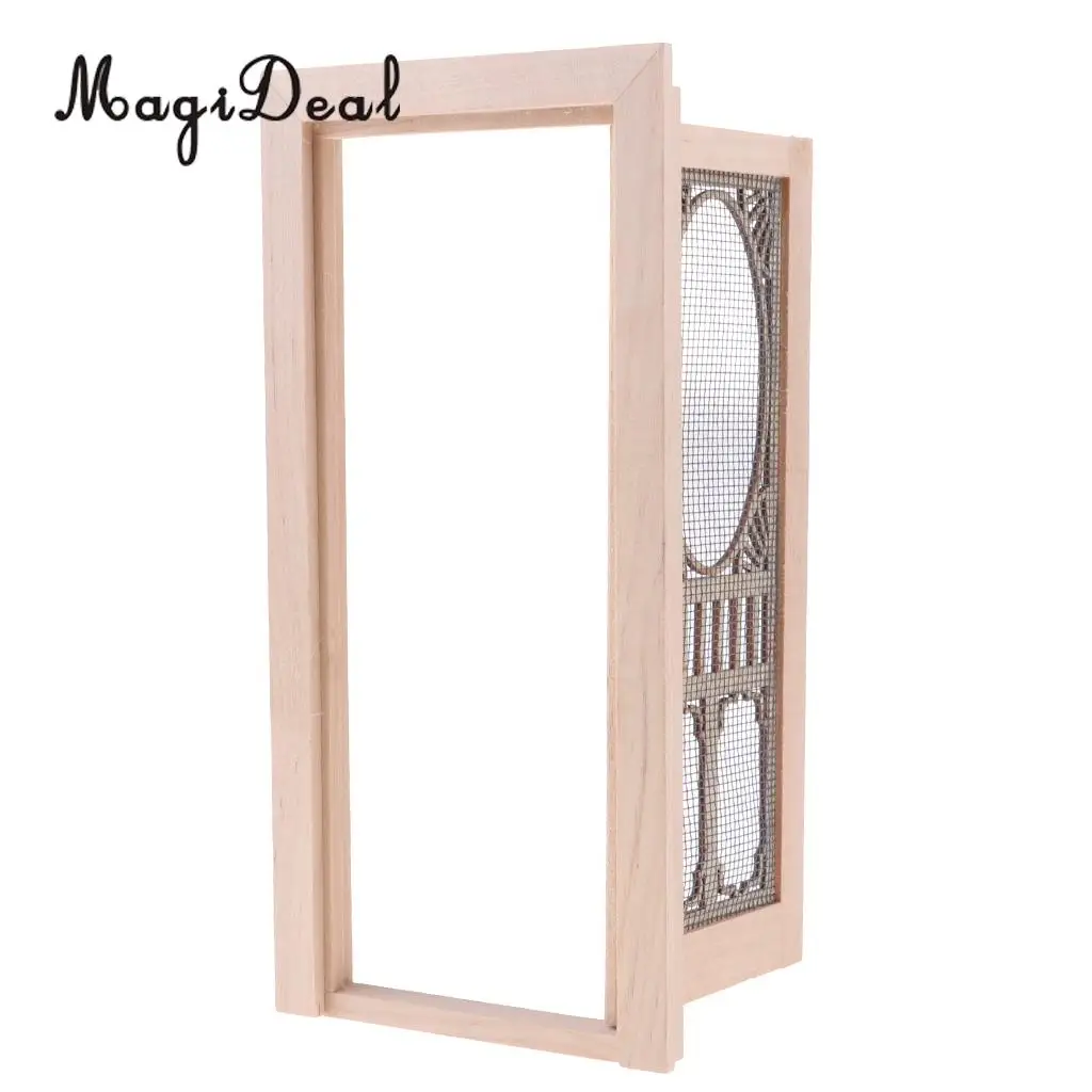 1/12 Dollhouse Miniature Wood External Hollow Screen Door Unpainted Furniture for Dolls House Room Box Decor Accessory