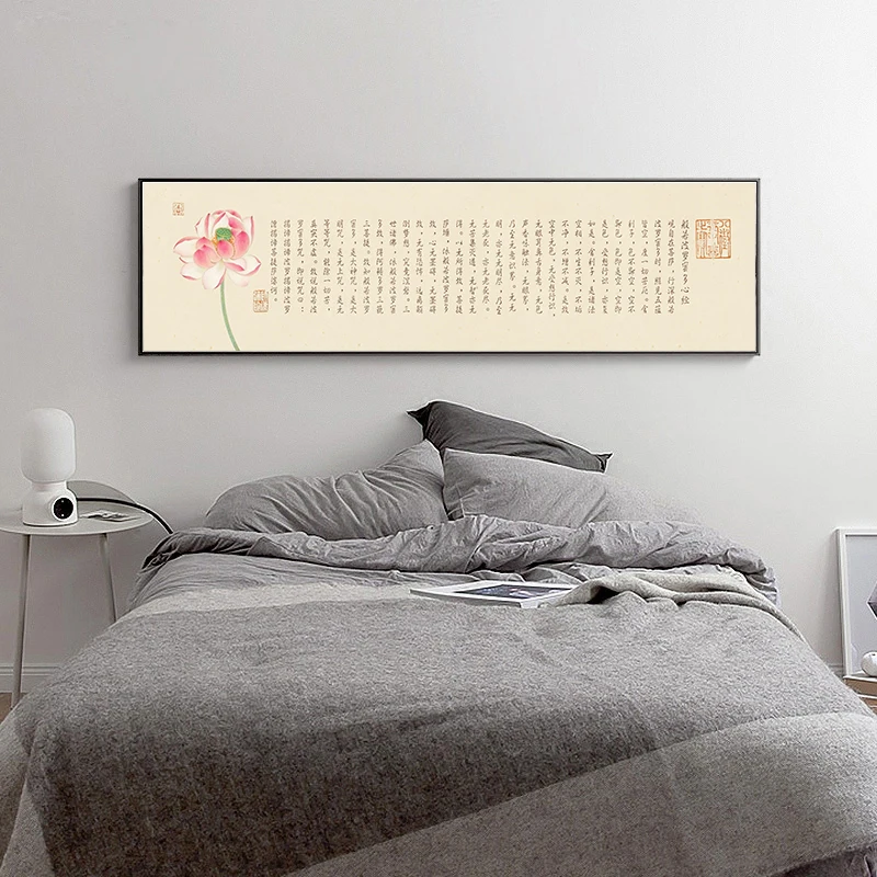 Китайский стиль сердце Сутра холст с каллиграфией печать живопись плакат художественная Настенная картина для гостиной домашний Декор настенный Декор