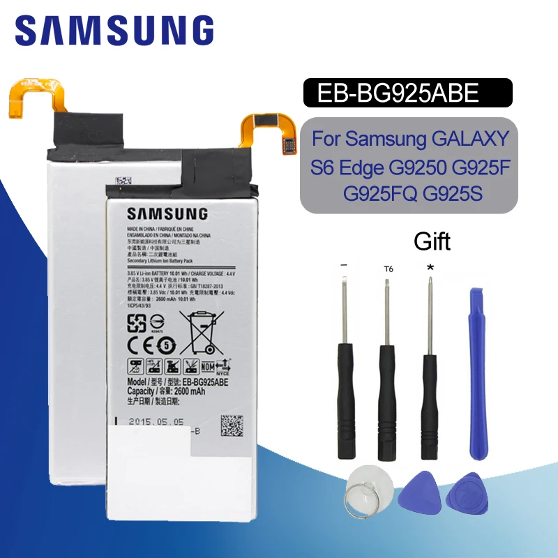 Оригинальный аккумулятор для SAMSUNG G925 2600 мА/ч Samsung Galaxy S6 Edge G925FQ G925A с аккумулятором