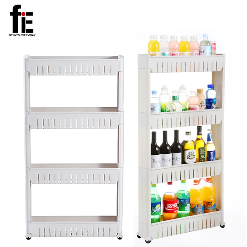 fiE Multipurpose Shelf with Removable Wheels Crack Rack Bathroom Storage Storage Rack Shelf Multi-layer Refrigerator Side Shelf