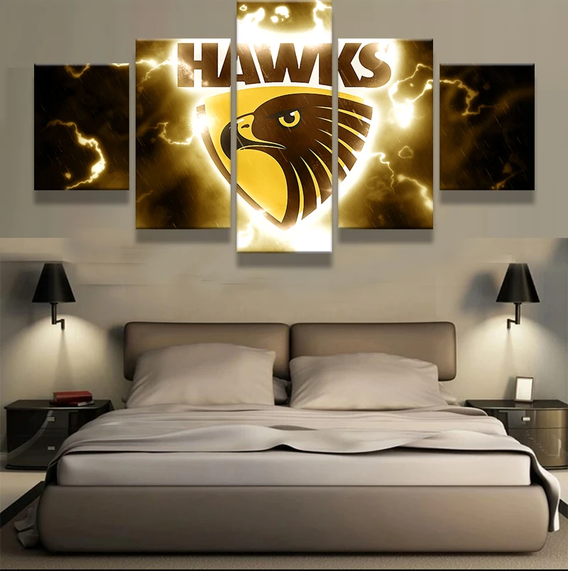 

Printed Modular Picture Large Canvas Painting 5 Panel Football Sport Club For Bedroom Living Room Home Wall Art Decoration