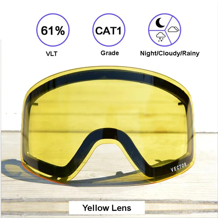 Цилиндрические лыжные очки противотуманные двухслойные UV400 линзы съемный нескользящий ремешок Солнечный облачный день ночь Сноубординг солнцезащитные очки