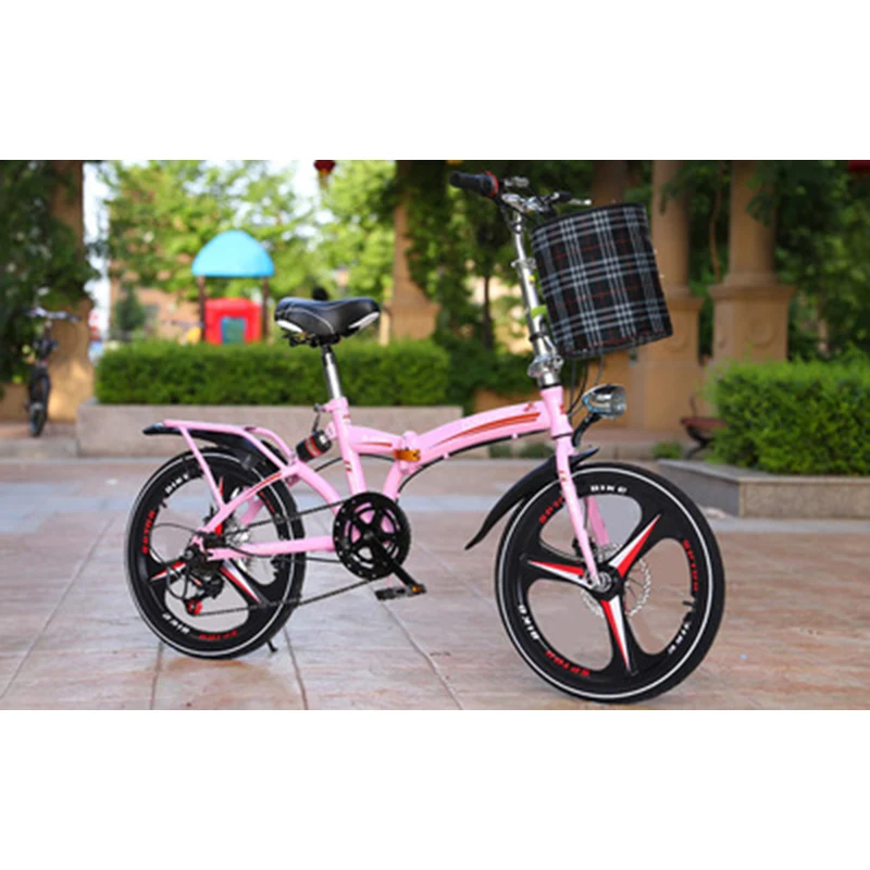 Складной велосипед 20 дюймов с переменной скоростью сетки дисковый тормоз мужской и женский ультра-светильник для студентов переносят маленькие велосипеды