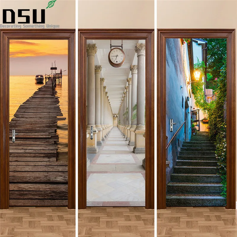 3D Door Stickers 2pcs/set 200*77cm Decals Self AdhesivePoster PVC Waterproof Wall Sticker for Bedroom Hotel Saloon Home Decor 3D Door Stickers 2pcs/set 200*77cm Decals Self AdhesivePoster PVC Waterproof Wall Sticker for Bedroom Hotel Saloon Home Decor