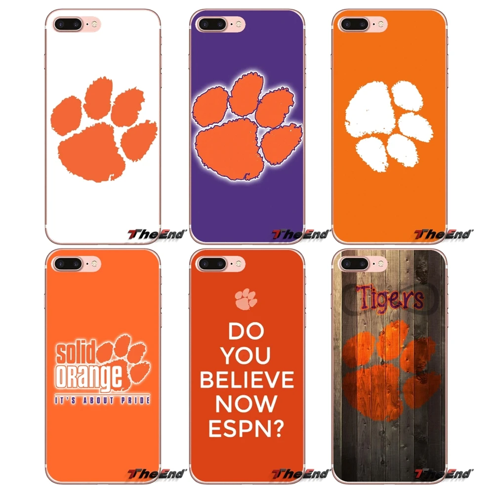 

For iPhone X 4 4S 5 5S 5C SE 6 6S 7 8 Plus Samsung Galaxy J1 J3 J5 J7 A3 A5 2016 2017 football champions Clemson Tigers TPU Case