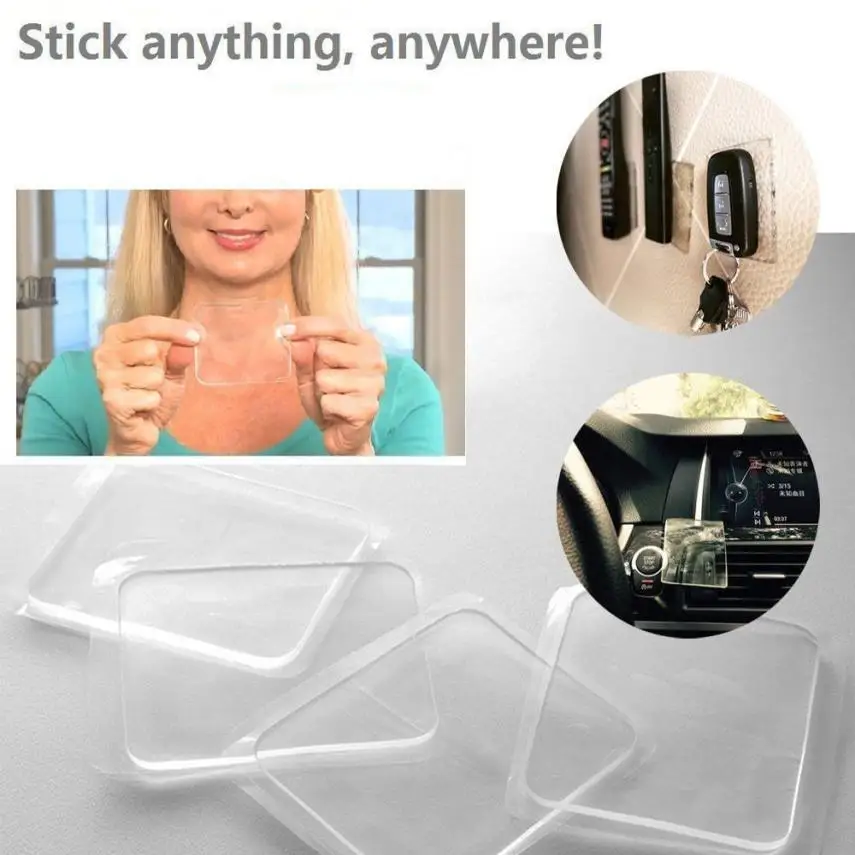 

5 Pcs Clear Grip Sticky Anti Slip Pads Kitchen Car Holder Super Easy Gripping Pad Home Reusable Mat Sticker for Keys Phones #M