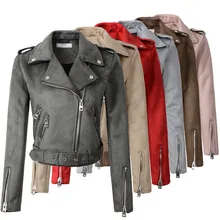 2018 New Arrial Women Autumn Winter Suede Faux Leather Jackets Lady Fashion Matte Motorcycle Coat Biker