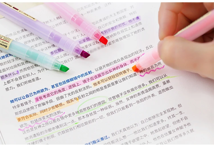 1pc soft pastel ended highlighter pen Fluorescent pen Marker pen Mild liner DIY School supplies Office Stationery kawaii