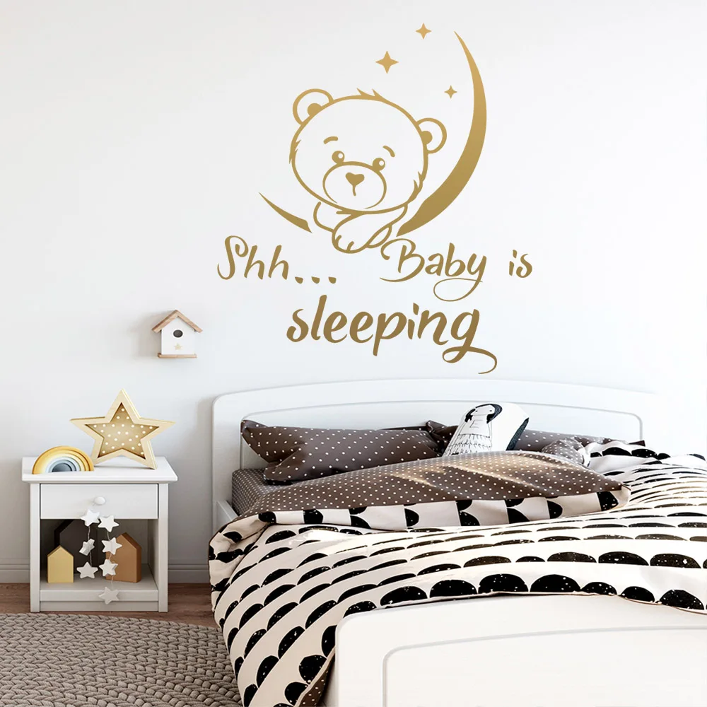 

Beauty Moon Bear Wall Stickers Decorative Sticker Home Decor For Kids Rooms Decoration Wall Stickers Waterproof Wallpaper