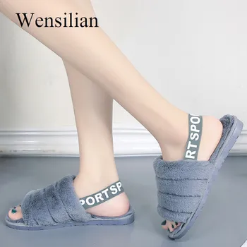 

Winter Slippers women Fur Slides House Shoes Slippers Home Indoor Shoes Warm Ladies Slides Flat Pantoffels Dames Zapatos Mujer
