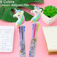 Детские игрушки для рисования, шариковая ручка с единорогом, 6 цветов, шариковые ручки с чернилами для детей, подарки для студентов, креативные канцелярские принадлежности
