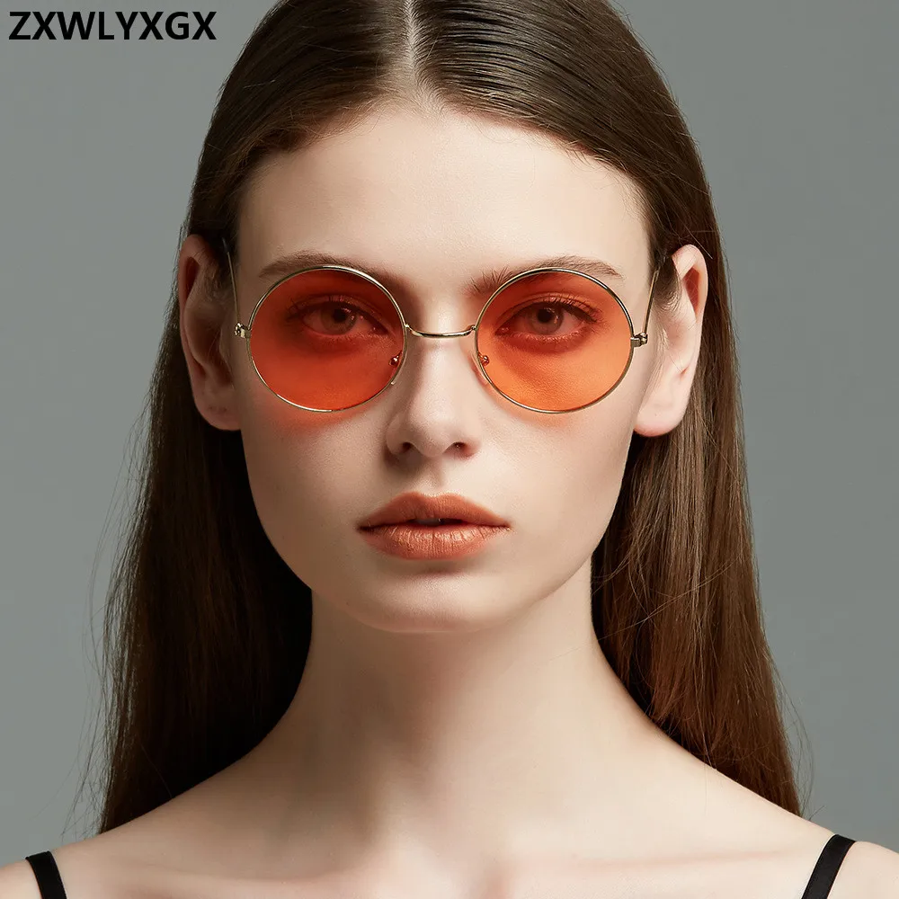 

ZXWLYXGX Vintage Round Brand Designer Sunglasses Women/Men Steampunk Shades MultiColor Gradient Mirror Lens Goggles UV400