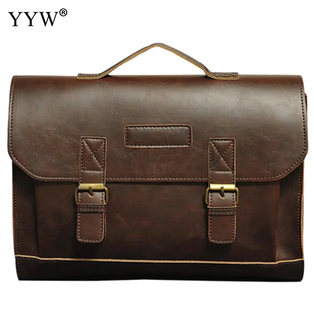 Для мужчин Исполнительный Портфели Бизнес Мужской мешок коричневый сумка сумки для Новый черный PU кожаная сумка чехол
