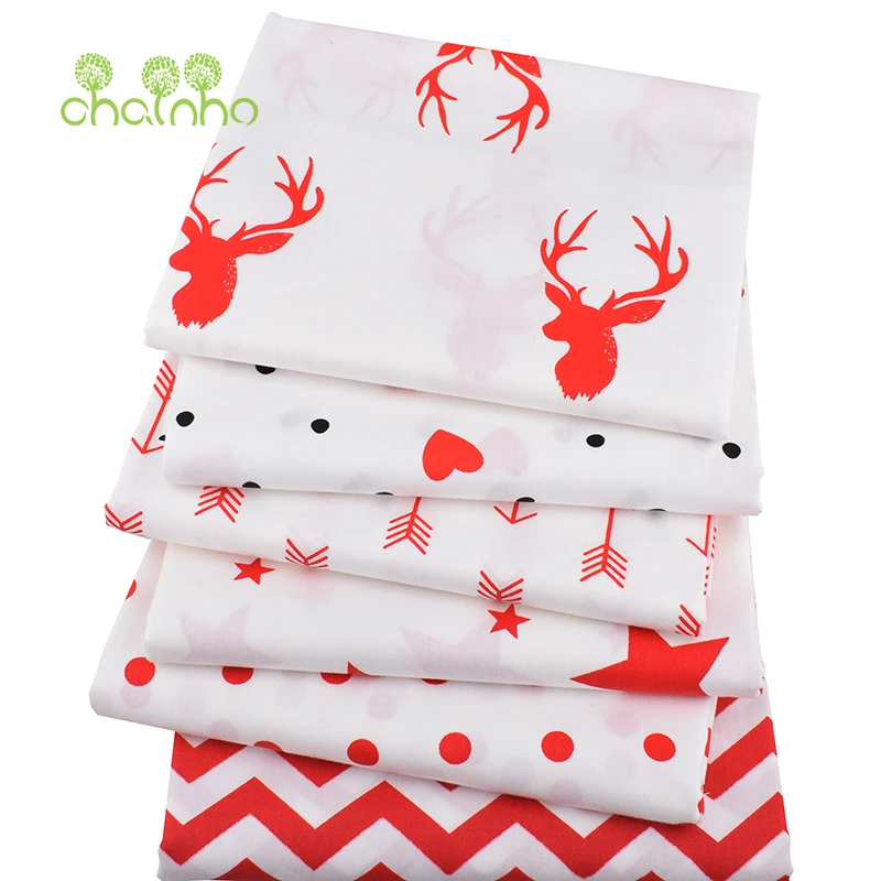 Chainho, 6 шт./лот, серия красного цвета, саржевая хлопковая ткань, Лоскутная Ткань, сделай сам шитье и стеганое одеяло, материал для малышей и детей