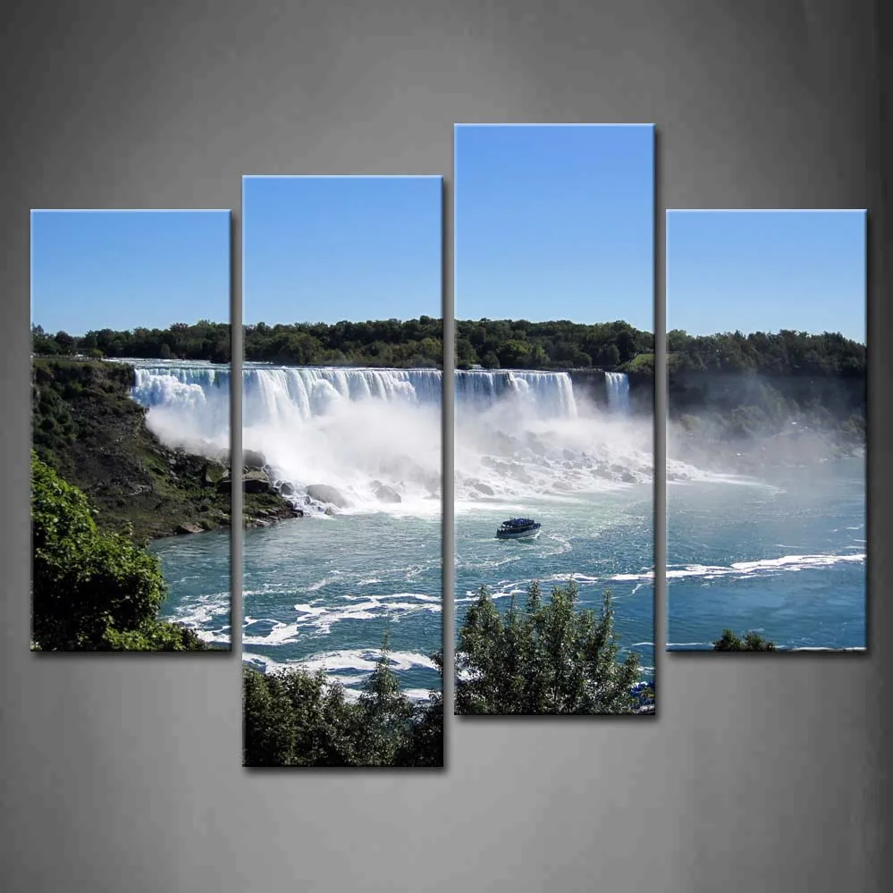 

Framed Wall Art Pictures Summer View Falls Canvas Print Artwork Landscape Posters With Wooden Frames For Living Room