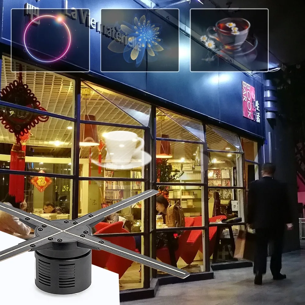 50 см wifi 3D голографический проектор вентилятор четыре Axil дизайн видео рекламный проектор свет приложение Управление светодиодный