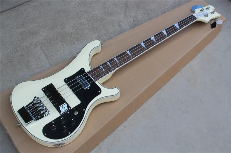 Factory Cream color Ricken 4003 model 4 strings electric bass guitar,Top quality 4003 guitar
