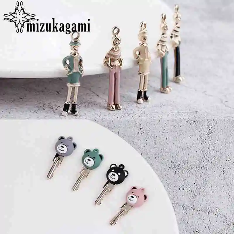 Alloy Retro Rubber Color Charms Cartoon Bear Keys 10pcs/lot For DIY Fashion Earrings Jewelry Making Accessories Alloy Retro Rubber Color Charms Cartoon Bear Keys 10pcs/lot For DIY Fashion Earrings Jewelry Making Accessories