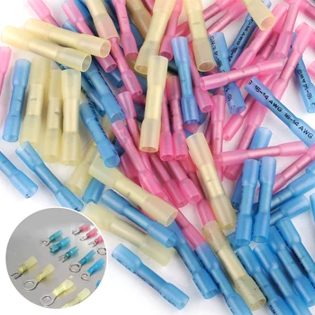 

CITALL 100pcs/set Heat Shrink Butt Electrical Wire Crimp Terminals Insulated Cable Connectors Kit