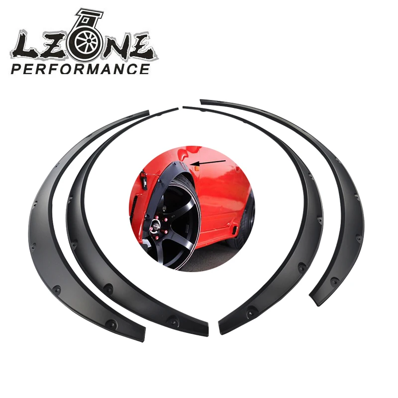 

LZONE - 4 Pcs Car Fender Flares Arch Wheel Eyebrow Protector/mudguards Sticker Universal JR-CFF01