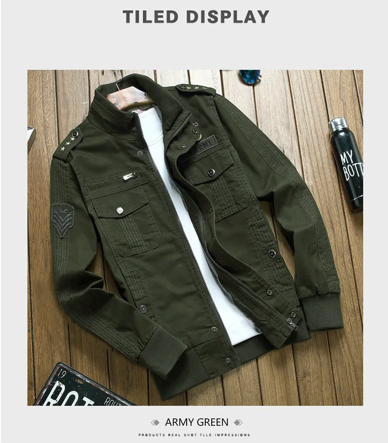 Мужская куртка-бомбер на молнии, осенне-зимняя куртка в стиле милитари, мужская повседневная приталенная куртка размера плюс 5XL 6XL, брендовая одежда