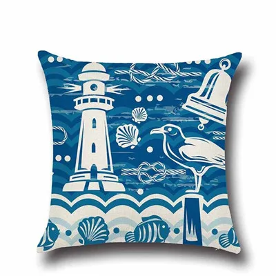 Наволочка из хлопка и льна с изображением морской черепахи, морской русалки, декоративная наволочка для дивана - Цвет: 22